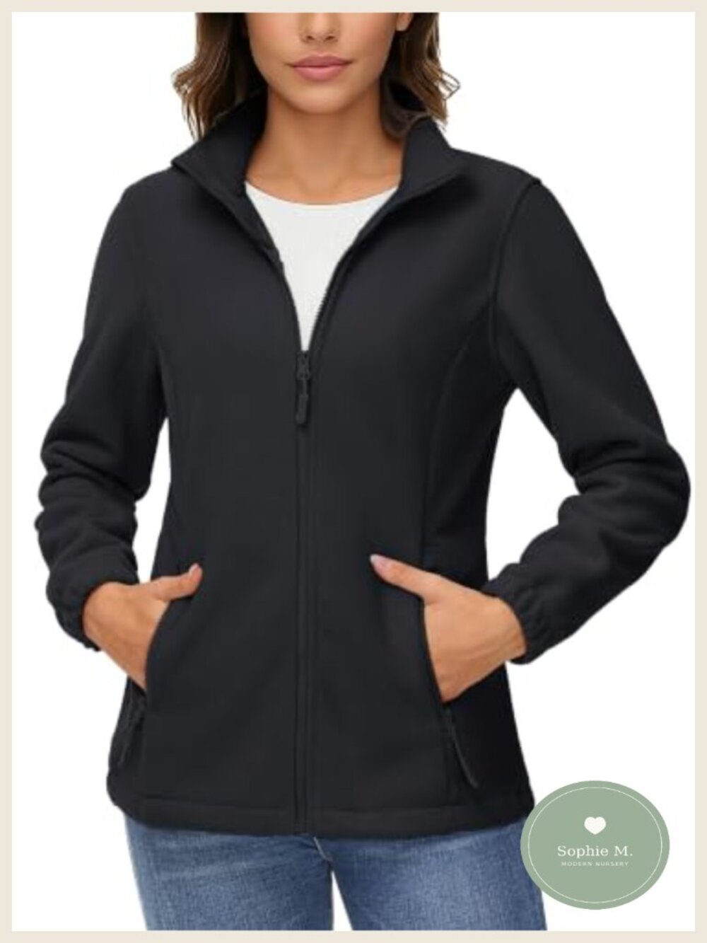 Lightweight Fleece Jacket Full Zip Stand Collar Sweatshirt Casual